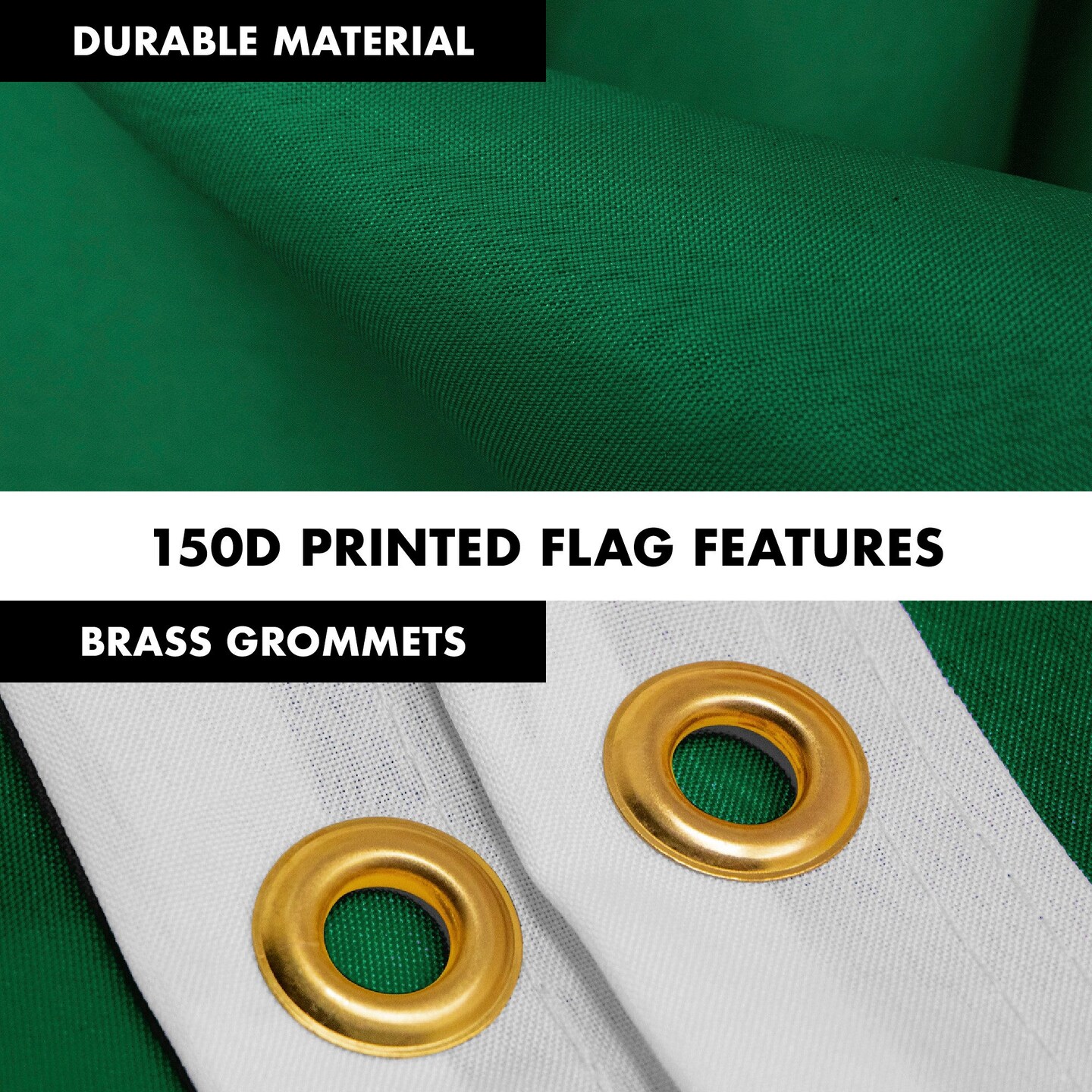G128 Combo Pack: 5 Ft Tangle Free Aluminum Spinning Flagpole (Black) &#x26; Solid Dark Green Color Flag 2.5x4 Ft, LiteWeave Pro Series Printed 150D Polyester | Pole with Flag Included