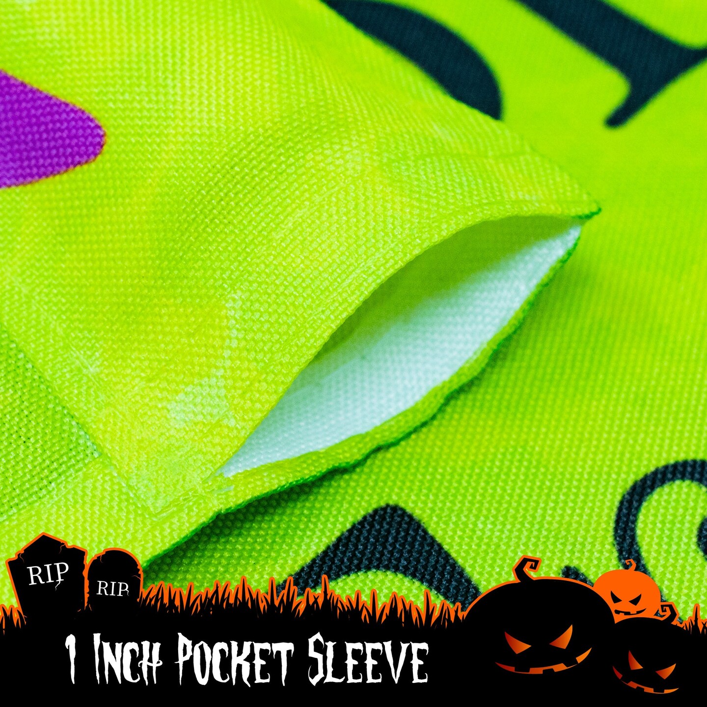 G128 - Halloween Garden Flag, Trick or Treat Quote with Witch Garden Yard Decorations,  | 12x18 Inch | Printed 150D Polyester - Rustic Holiday Seasonal Outdoor Flag