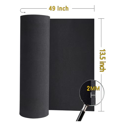 Black eva Foam roll, (1mm to 10mm) Premium Cosplay EVA Foam Sheet,2mm Thick,49&#x22;x13.5&#x22;,High Density 86kg/m3 for Cosplay Costume, Crafts, DIY Projects by MEARCOOH