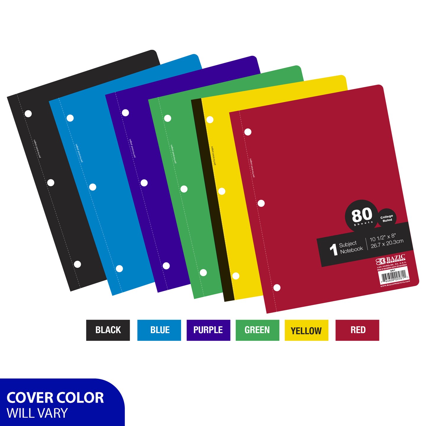 BAZIC Wireless Notebook C/R 1-Subject 80 Ct.