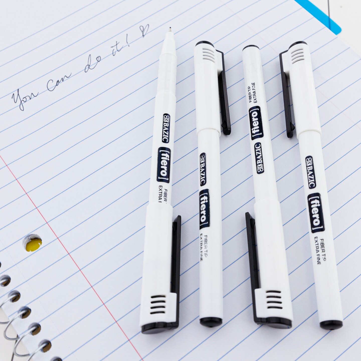 BAZIC Fiero Black Fiber Tip Fineliner Pen (4/Pack)