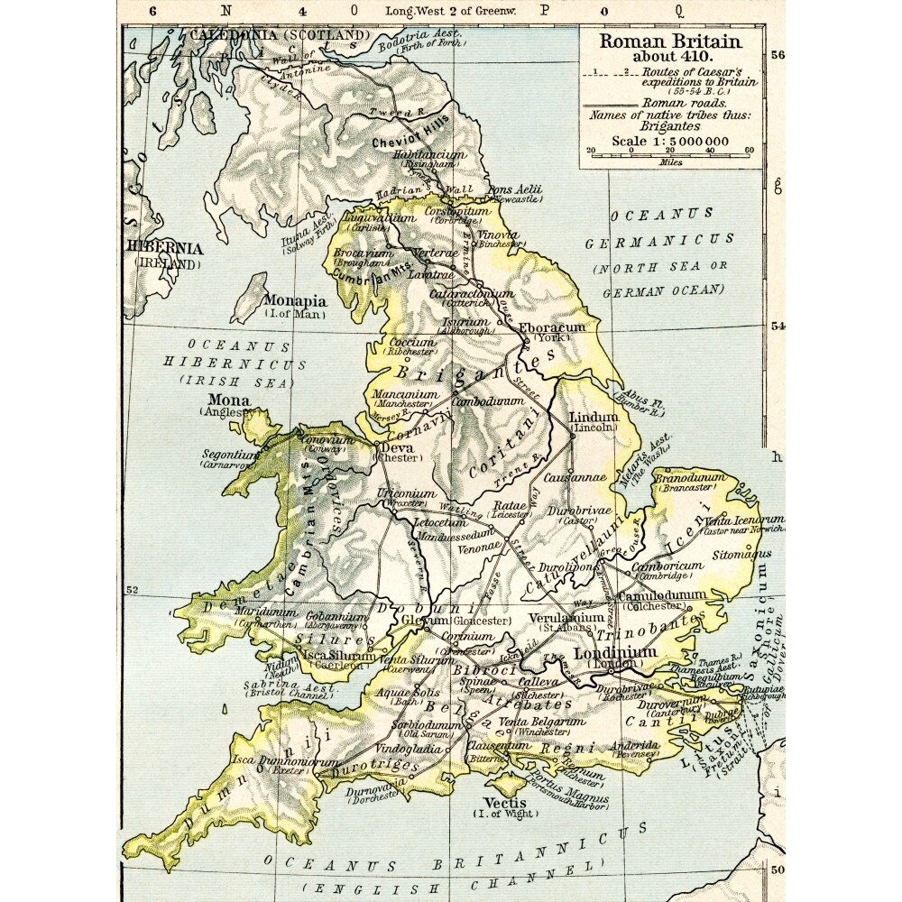 Map Of Roman Britain C. 410. From Historical Atlas Published 1923. By Ken Welsh / Design Pics