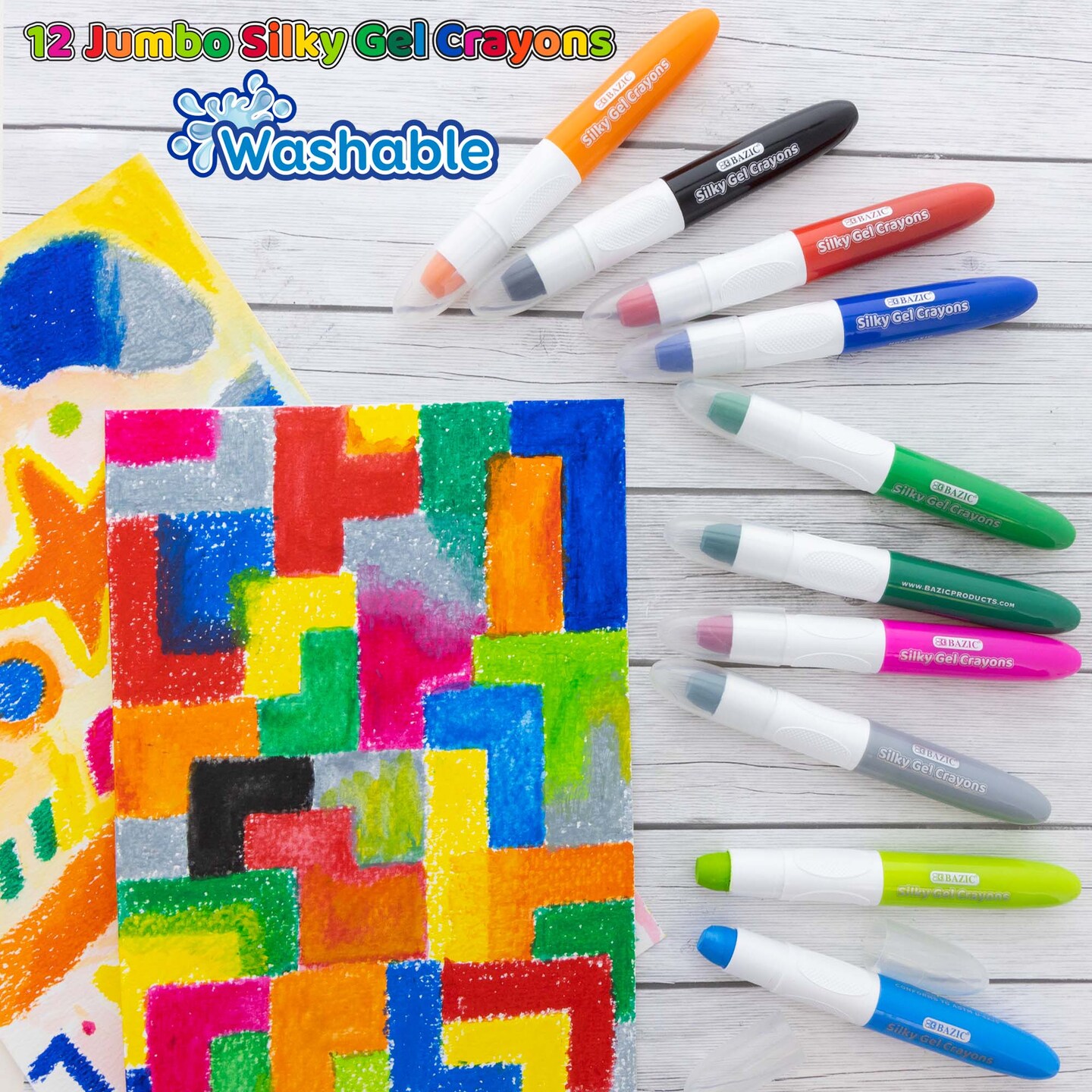 BAZIC Jumbo Silky Gel Crayons 12 Color