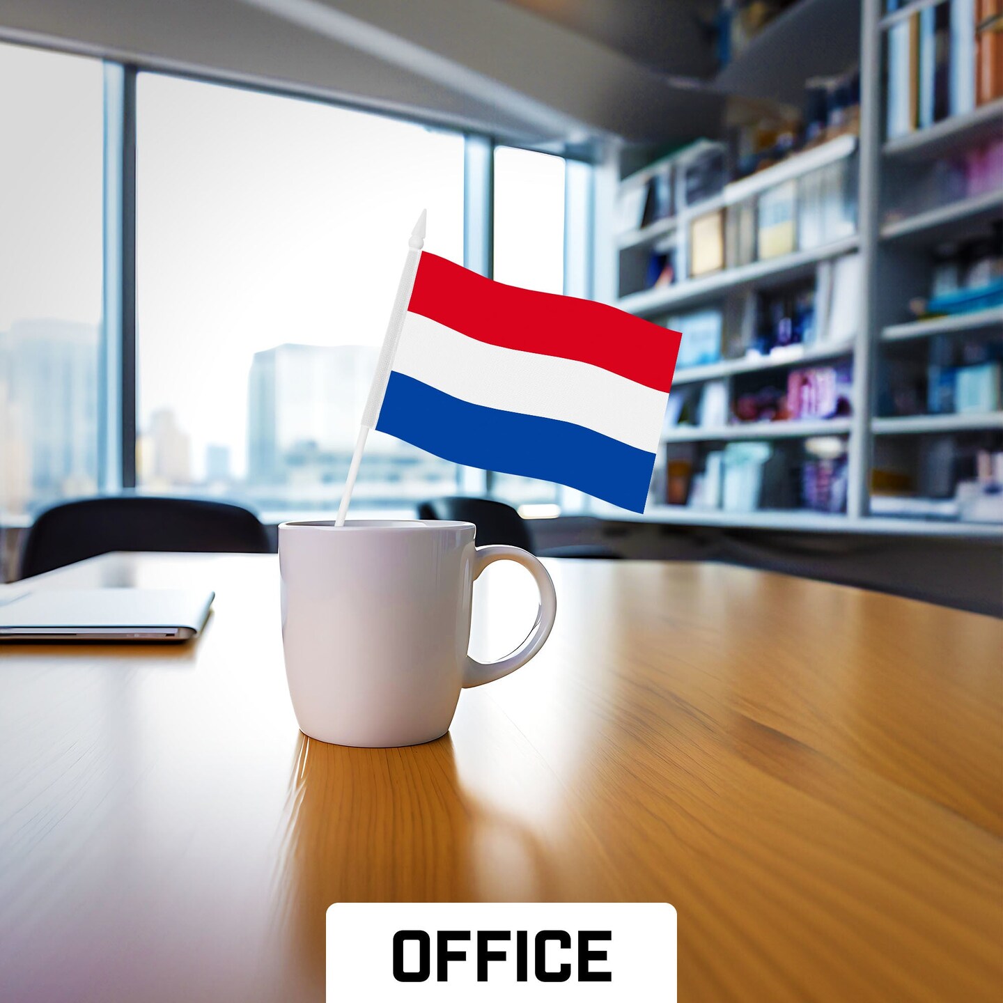 G128 50 Pack Handheld Netherlands Dutch Stick Flags | 4x6 In | Printed 150D Polyester, Country Flag, Solid Plastic Stick, Spear White Tip