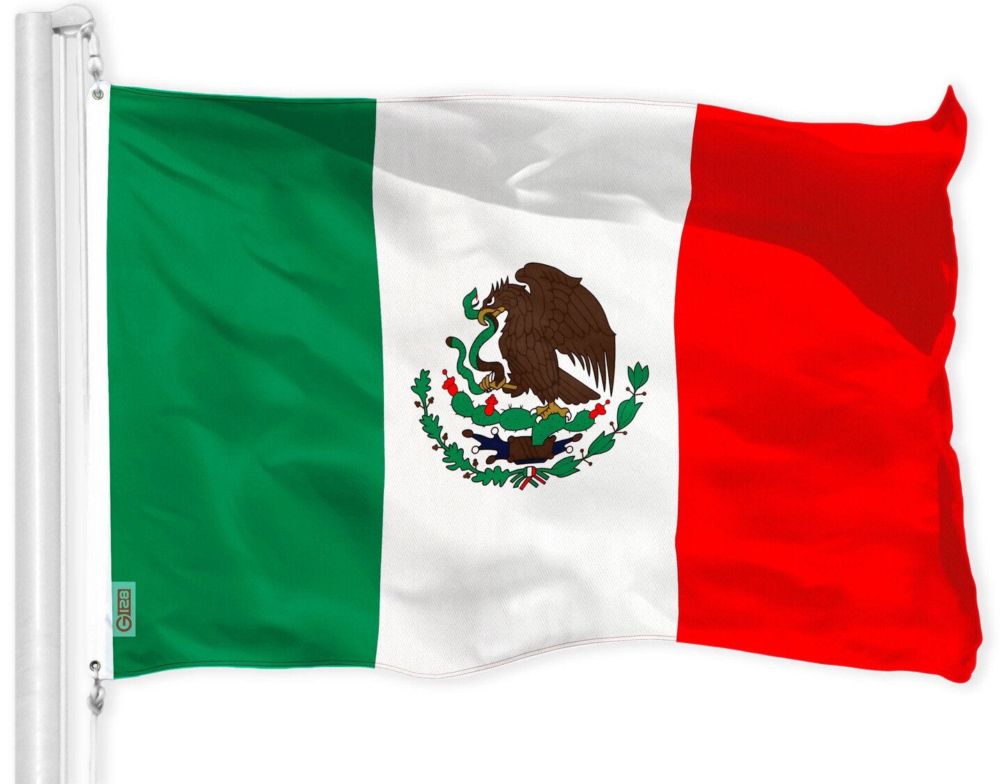G128 Mexico Mexican Flag | 4x6 Ft | LiteWeave Pro Series Printed 150D Polyester | Country Flag, Indoor/Outdoor, Vibrant Colors, Brass Grommets, Thicker and More Durable Than 100D 75D Polyester