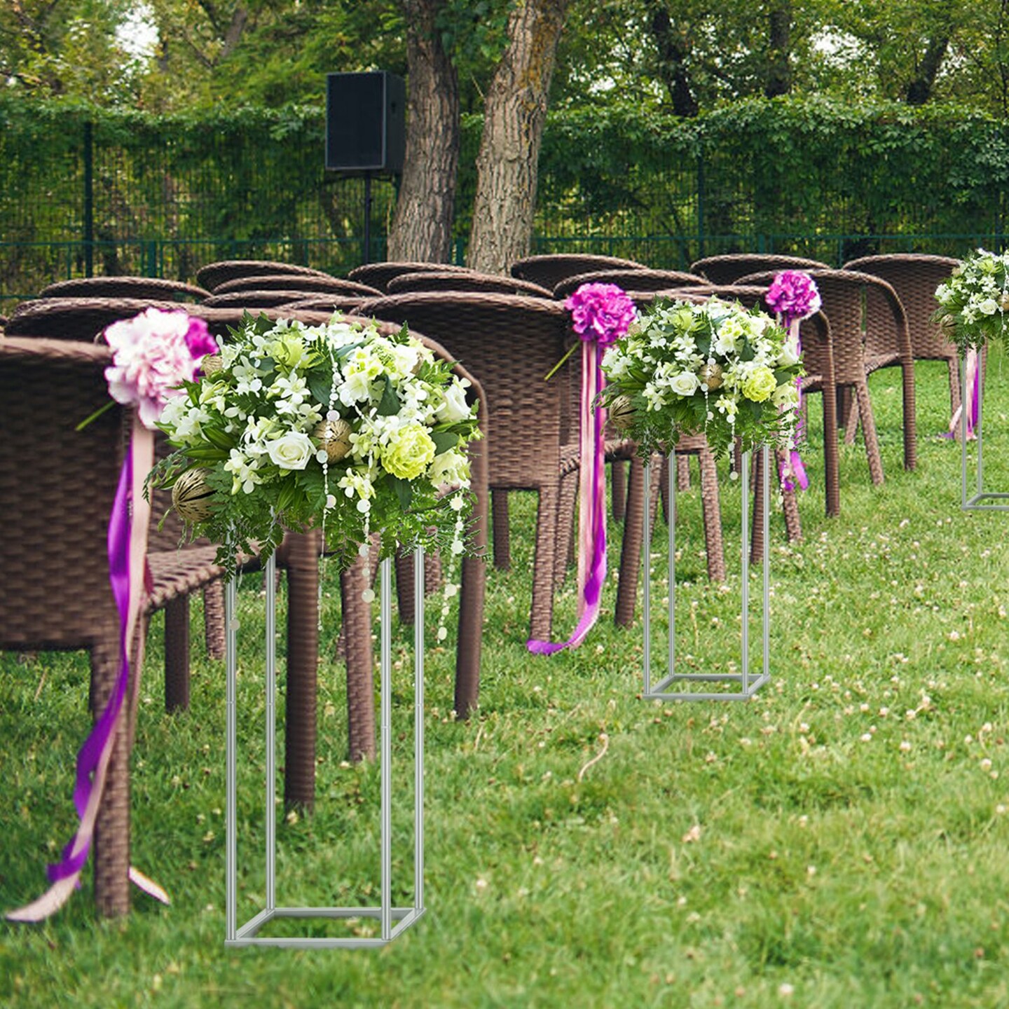 2pcs 23.6in Wedding Centerpieces for Tables with Mesh Plates for Party, Weddings