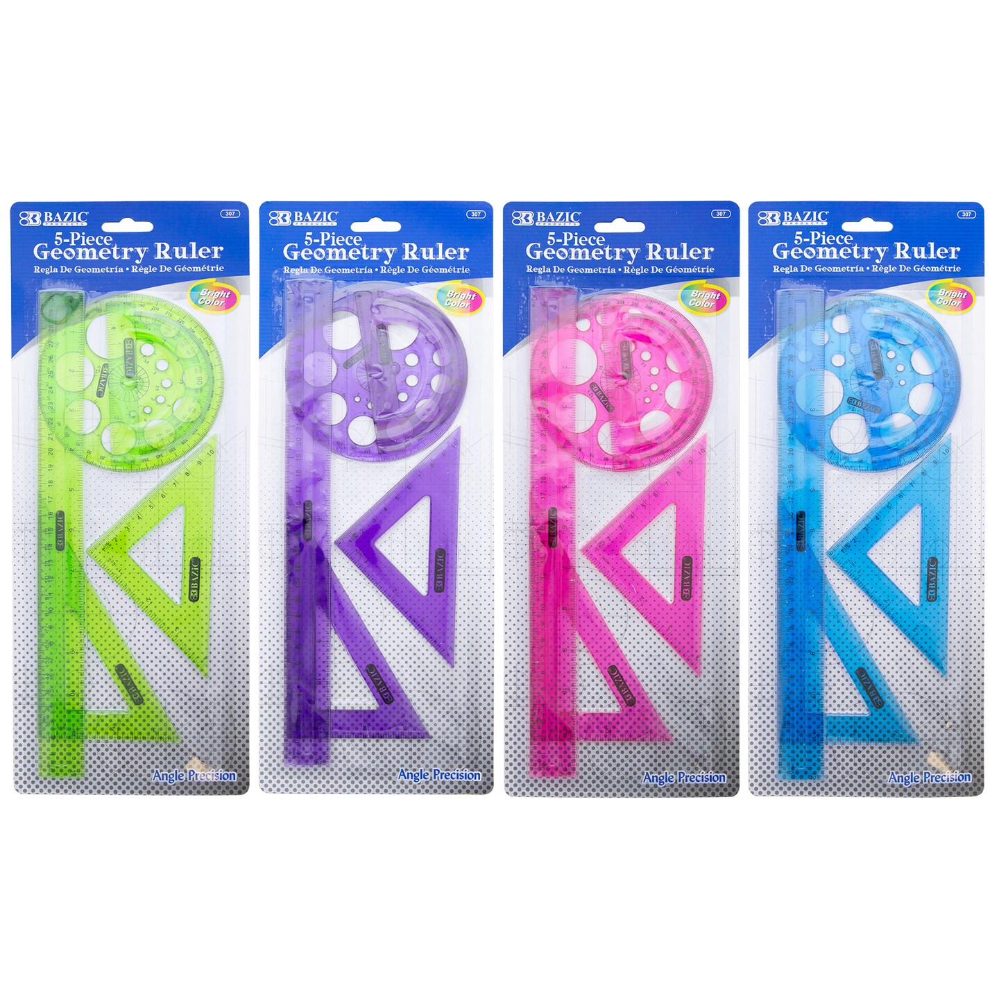 BAZIC Geometry Ruler Combination Sets 5-Piece