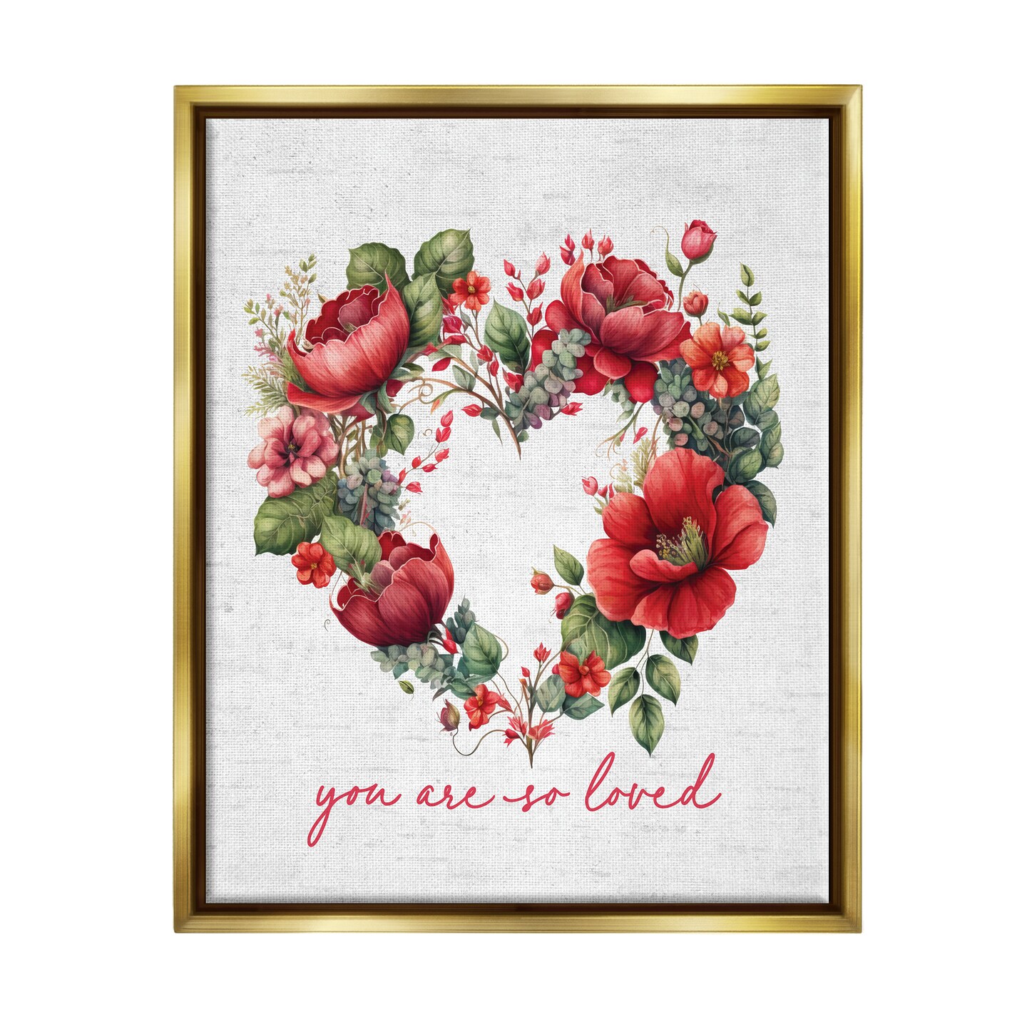 Stupell Industries Valentine's Heart Shaped Wreath Black Framed Floater Canvas Wall Art