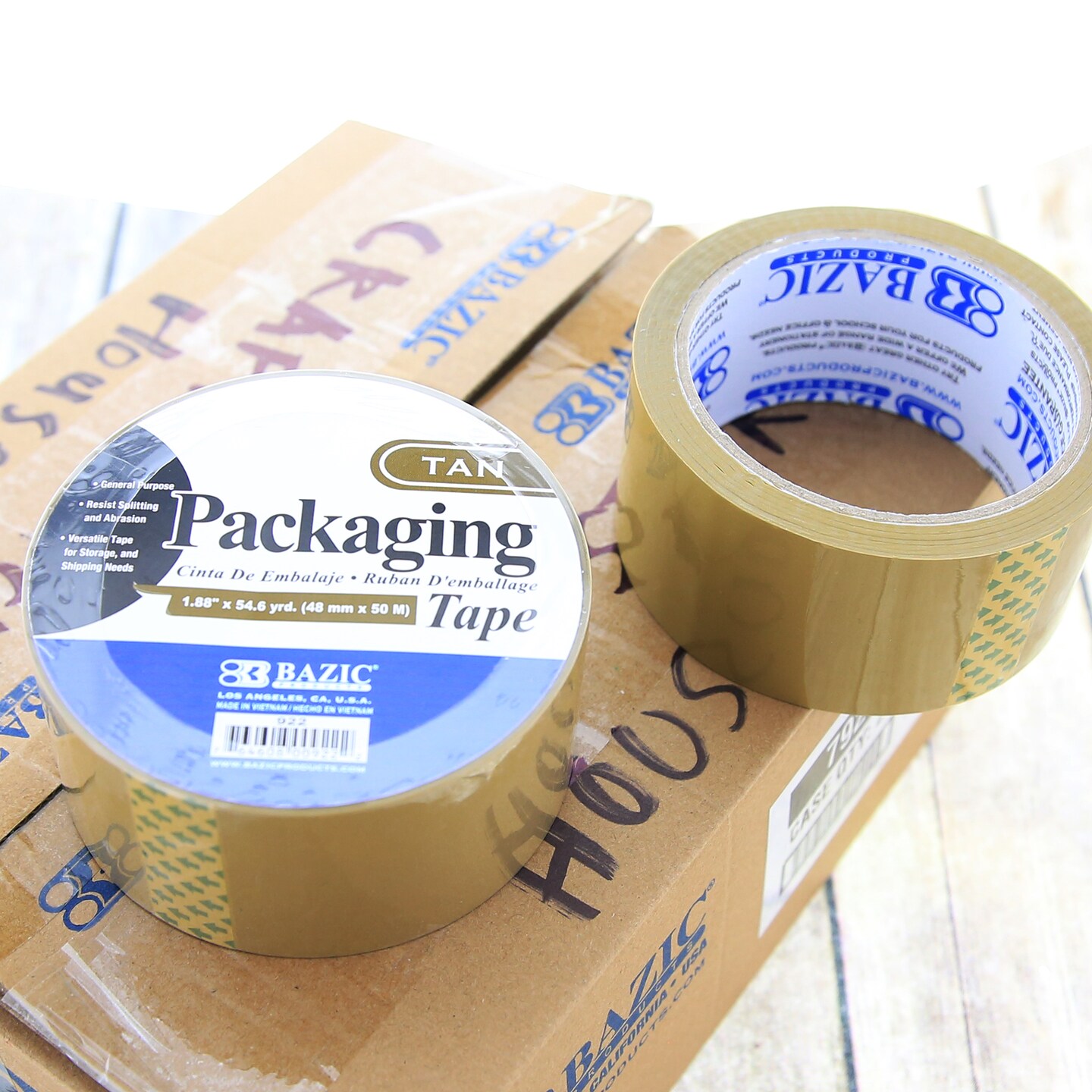 BAZIC Tan Packing Tape 1.88&#x22; X 54.6 Yards