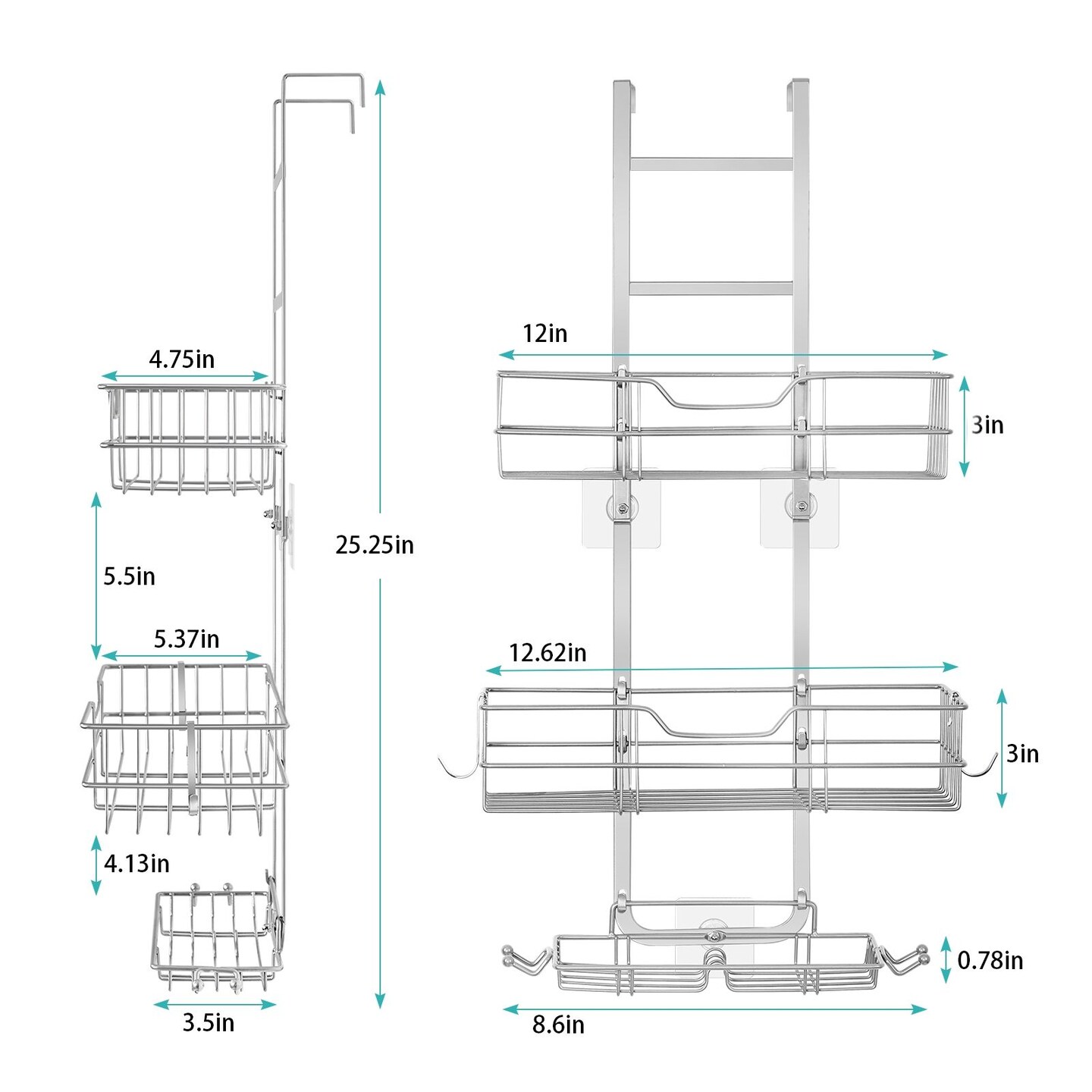 Over the Door Shower Caddy Adjustable Hanging Organizer Shelf Rustproof