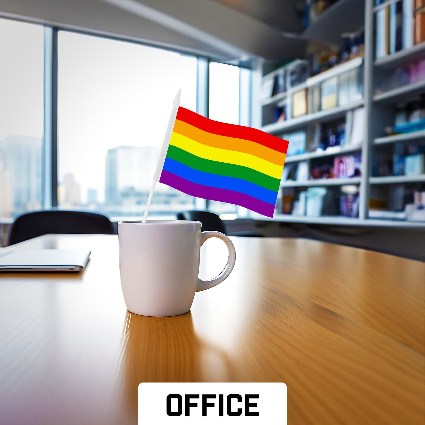 G128 24 Pack Handheld LGBT Rainbow Pride Stick Flags | 4x6 In | Printed 150D Polyester, Social Flag, Solid Plastic Stick, Spear White Tip