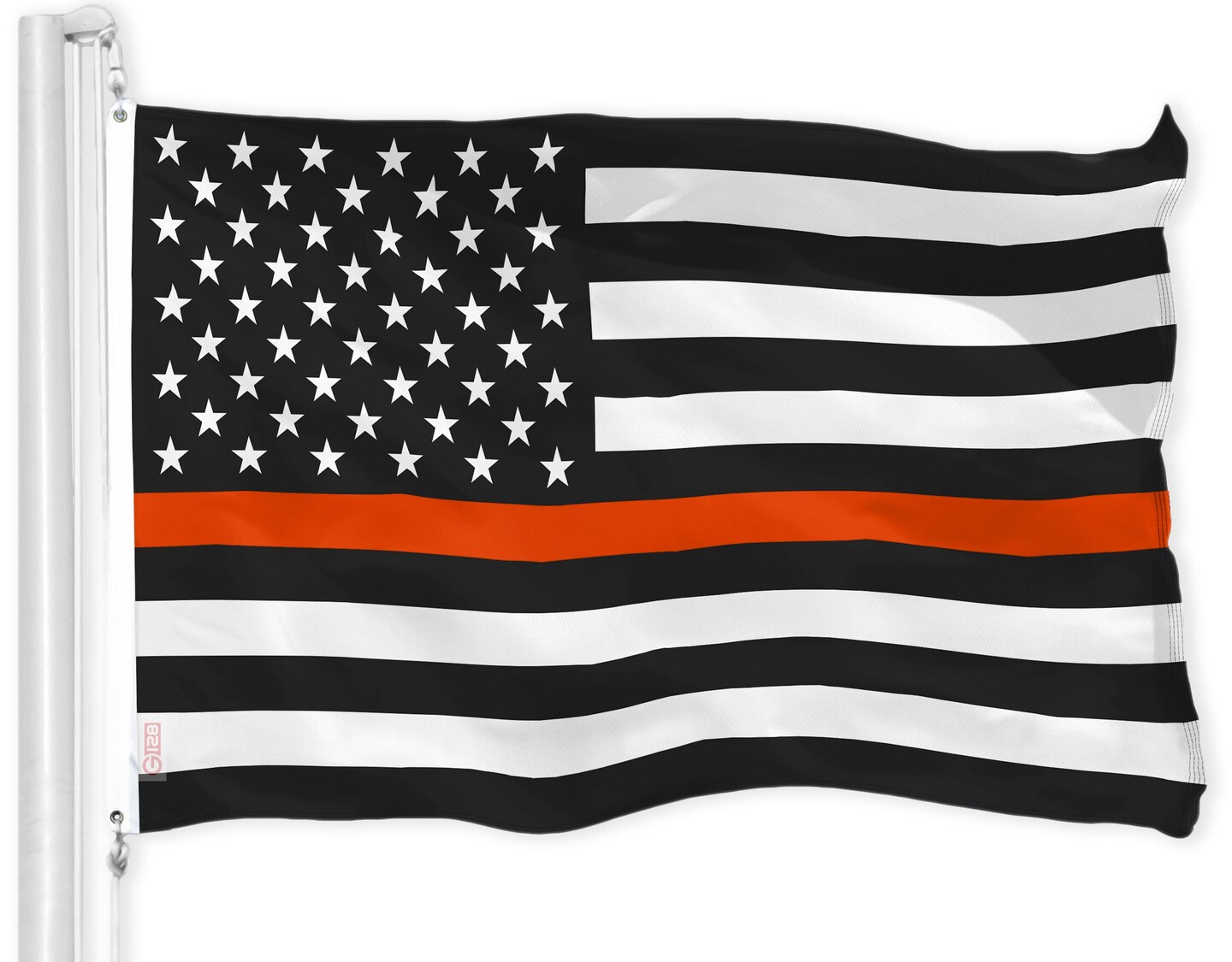G128 Combo Pack: USA American Flag &#x26; Thin Orange Line Flag 3x5 FT Printed 150D Indoor/Outdoor, Vibrant Colors, Brass Grommets, Quality Polyester