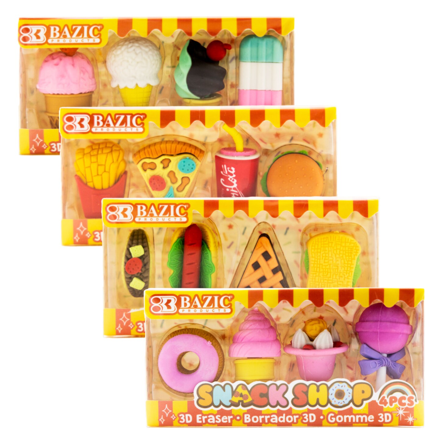 BAZIC Snack Shop 3D Eraser Sets