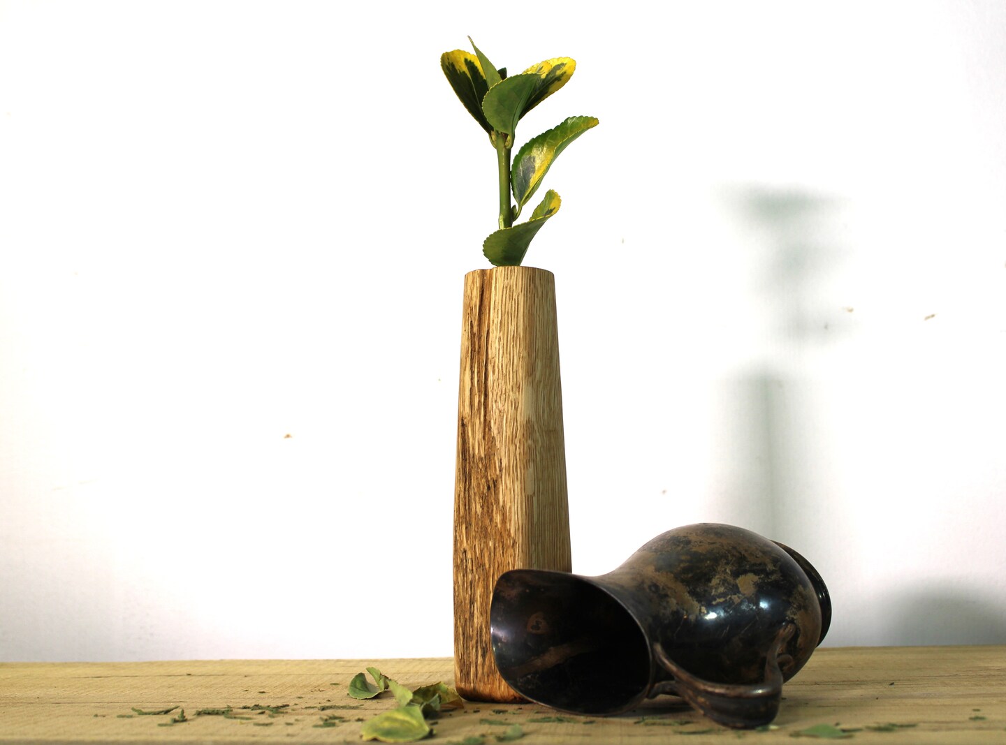 Oak Hand Carved Bud Vase, Single Stem Flower Wooden Display Vase product 2