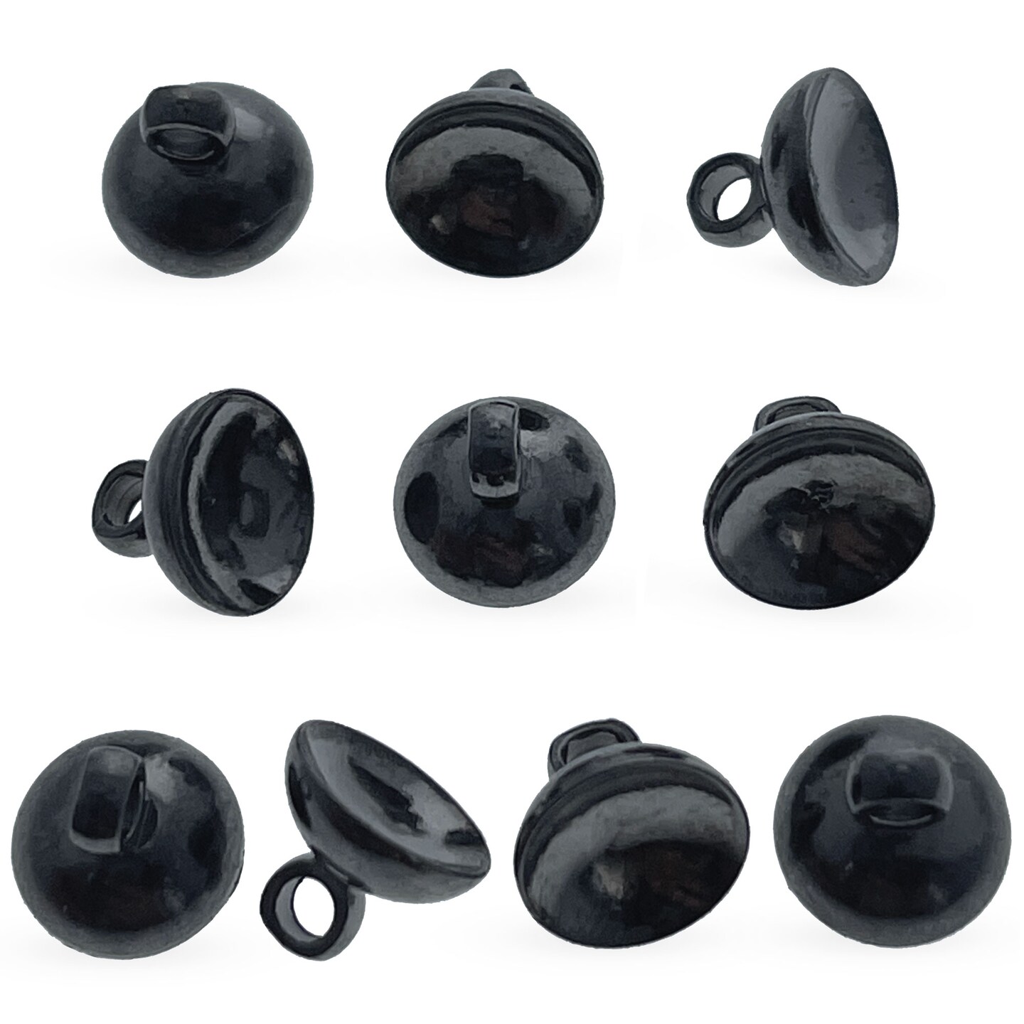 10 Globe Black Metal Ornament Caps - Ball or Egg Top Findings, End Caps 0.32 Inches (8 mm)