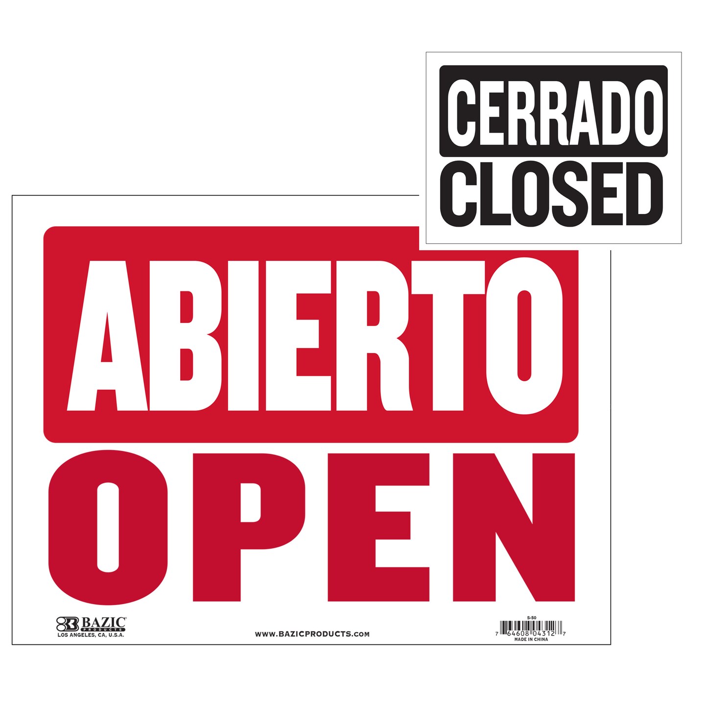 BAZIC 9&#x22; X 12&#x22; Abierto Sign w/ Cerrado Sign on Back