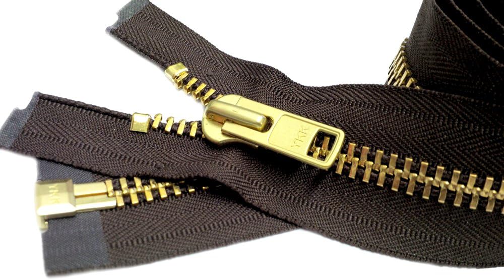 YKK® 27" Extra Heavy Duty Jacket Zipper (Special Custom) YKK #10 Brass Separating ~ Color 570 Sept. Brown (1 Zipper/Pack)