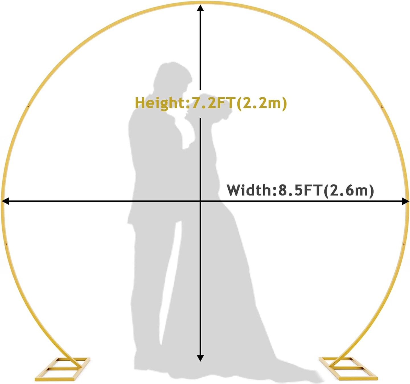 Wedding Arch 8.5FT Round Backdrop Stand Gold Metal Circle Balloon Arch Frame Stand for Wedding Ceremony Birthday Party Bridal Shower Anniversary Candy Tables Decoration