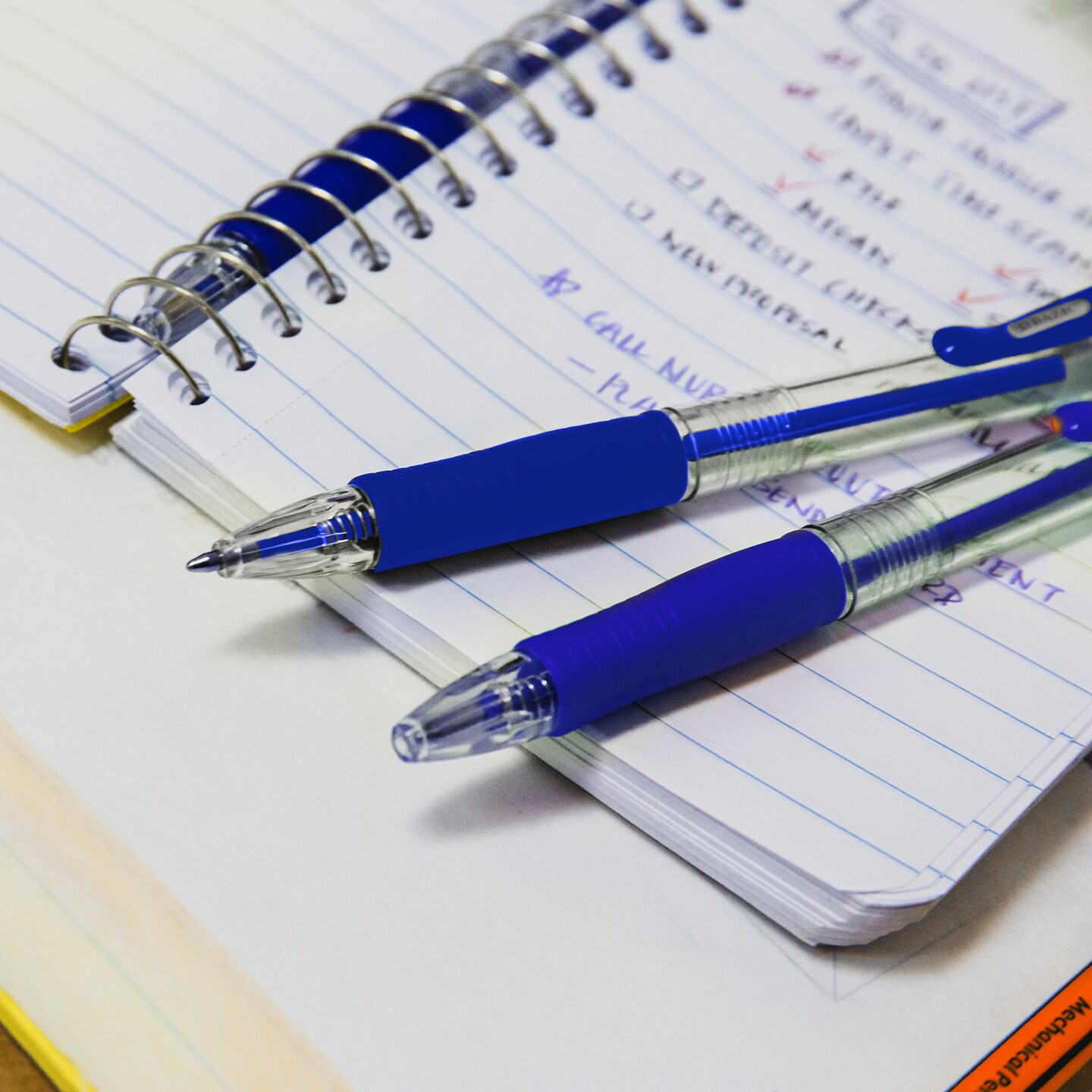 BAZIC Spencer Blue Retractable Pen w/ Cushion Grip (5/Pack)