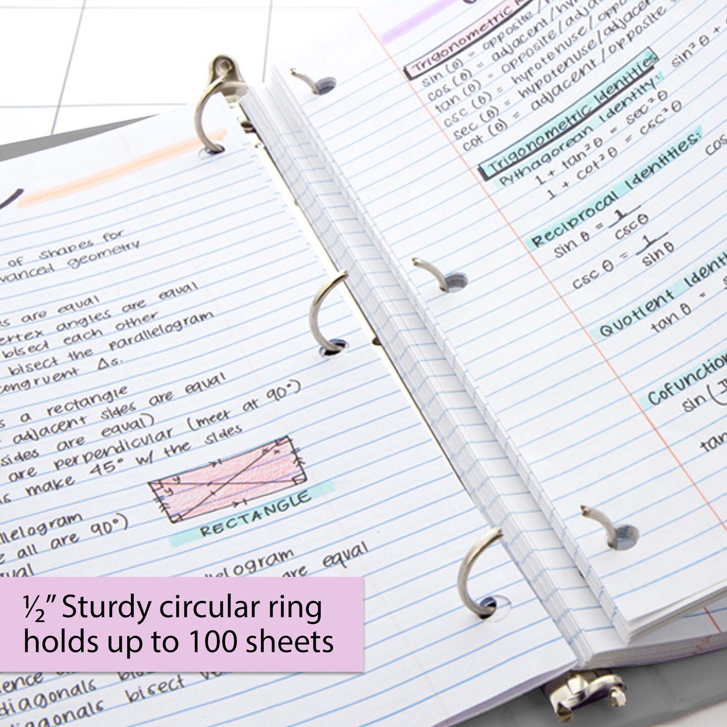 BAZIC 1/2&#x22; 3-Ring View Binder w/ 2-Pockets (11 Color Available)