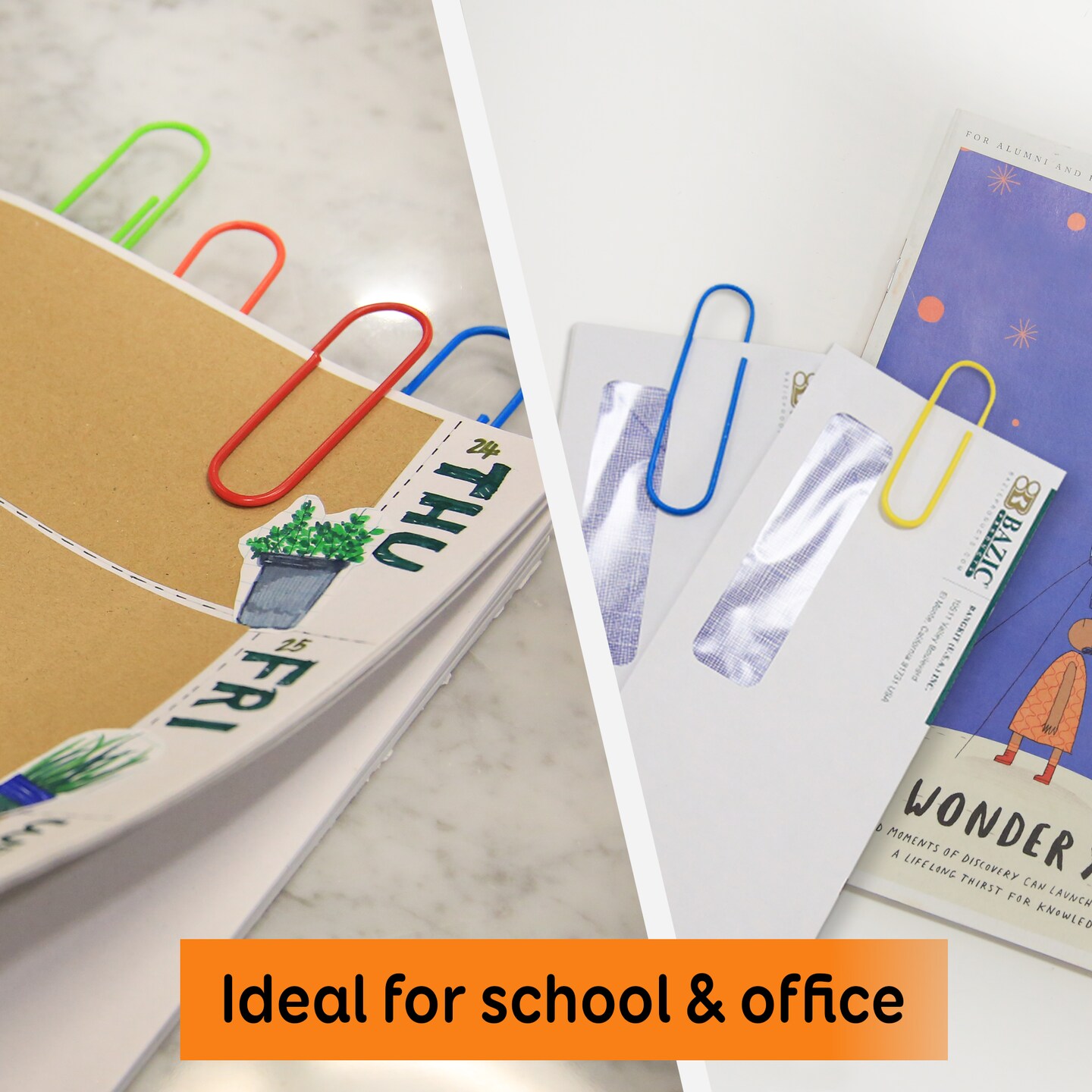 BAZIC Paper Clips (100mm) Mega Color (10/Pack)