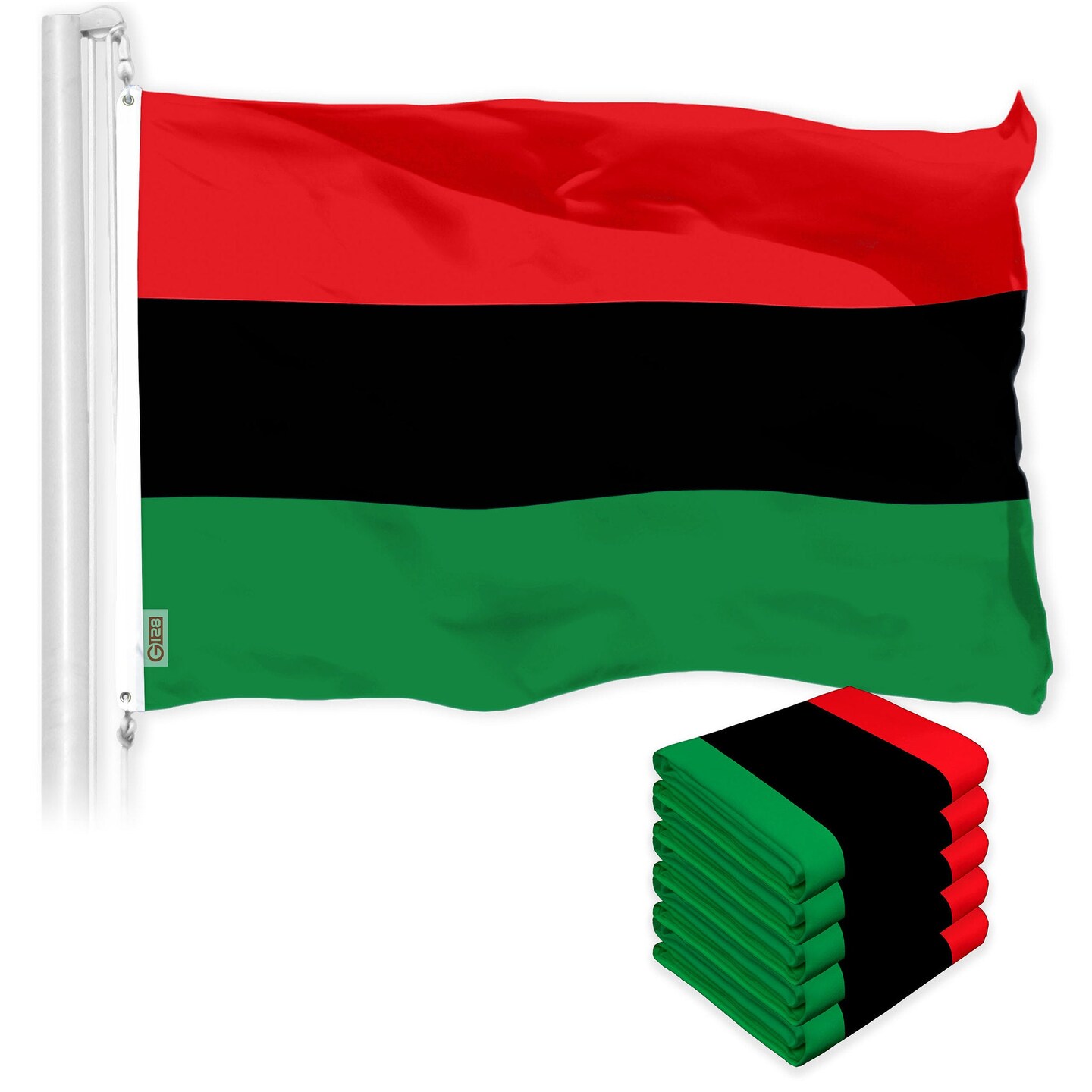 G128 5 Pack: Pan African Flag | 3x5 Ft | LiteWeave Pro Series Printed 150D Polyester | Freedom and Black Civil Rights Flag, Indoor/Outdoor, Vibrant Colors, Brass Grommets