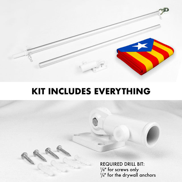 Flag Pole 6FT Silver Tangle Free &#x26; Blue Estelada Flag 3x5 Ft Combo Printed 150D Polyester By G128