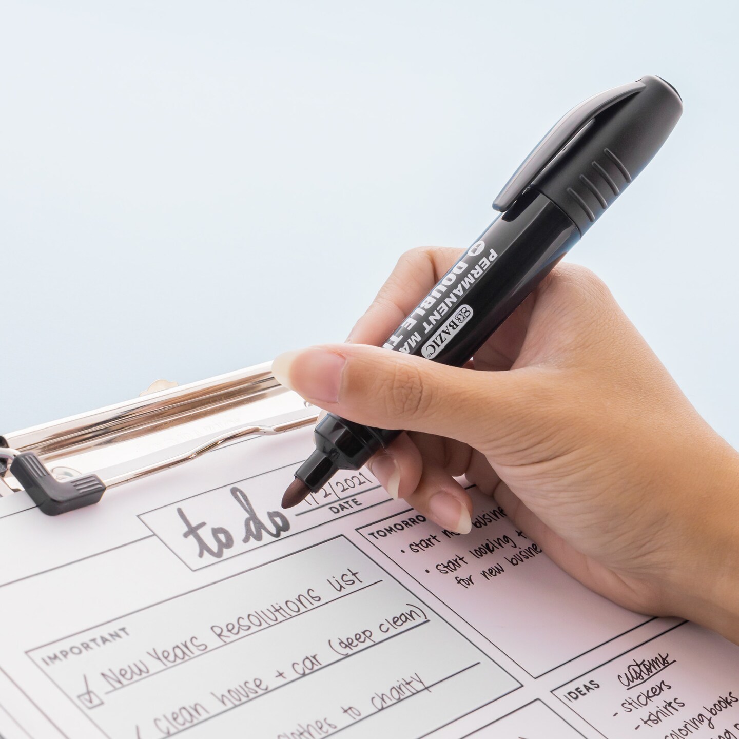 BAZIC Double-Tip Black Color Permanent Marker (2/Pack)