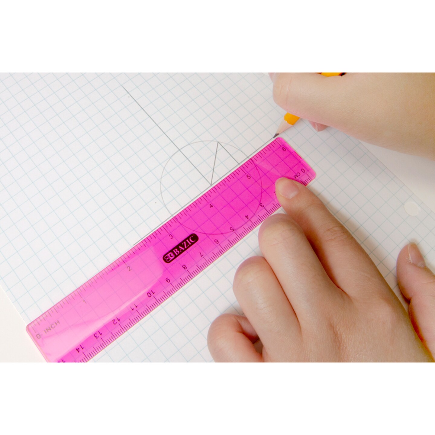 BAZIC Plastic Ruler 6&#x22; (15cm) (3/Pack)