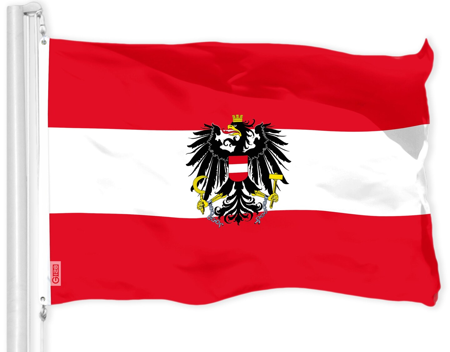 G128 Austria Austrian Coat of Arms Flag | 3x5 Ft | LiteWeave Pro Series Printed 150D Poly | Country Flag, Indoor/Outdoor, Vibrant Colors, Brass Grommets
