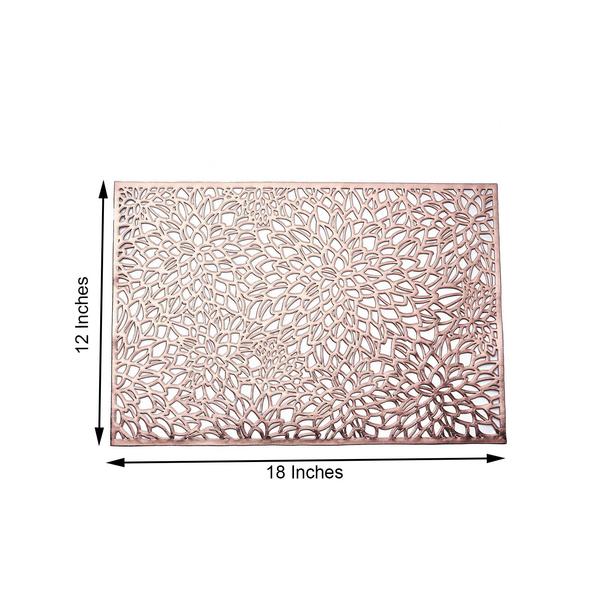 6 Rectangle 18-Inch Floral Design Vinyl Placemats