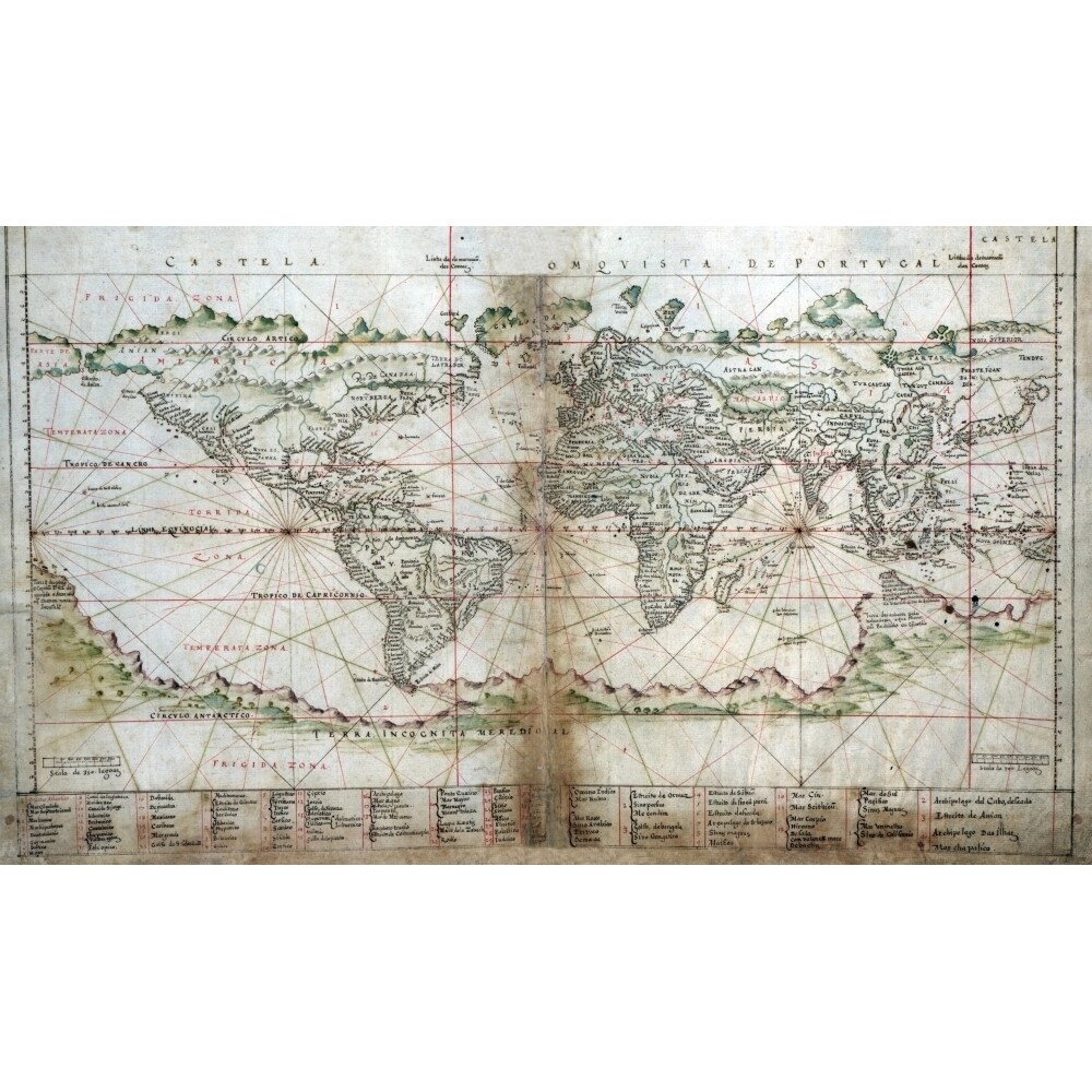 1630 Portuguese Map Of The World. Southern Continents History