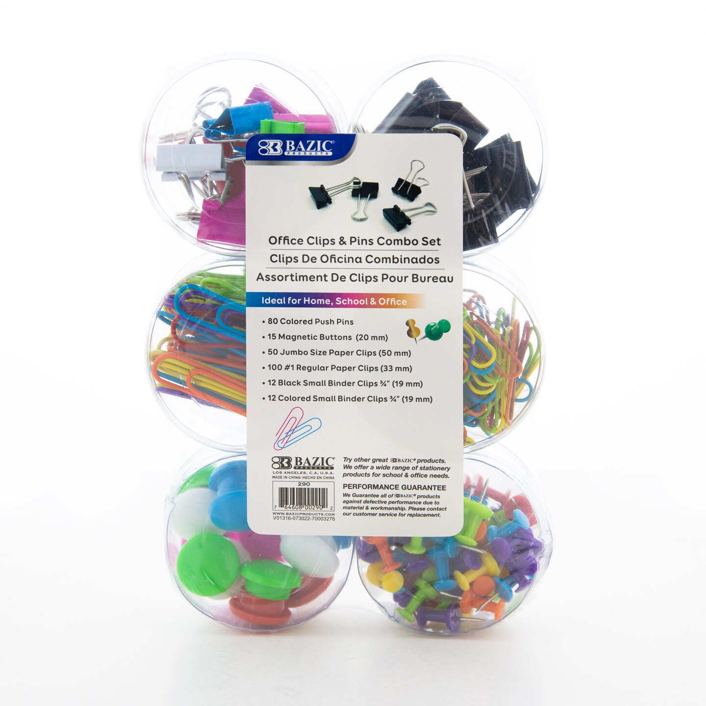 BAZIC Combo Sets: Push Pin, Paper Clip, Binder Clip, Magnetic Button