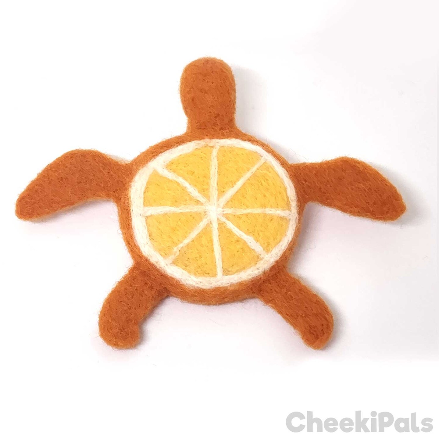 Needle Felted Orange Slice Sea Turtle Pin Back Summer Brooch ...