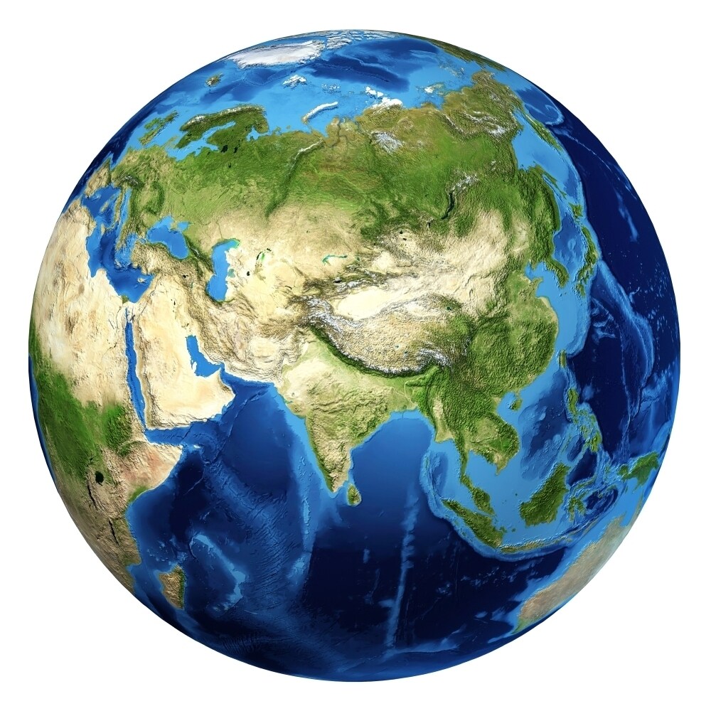 3D Rendering Of Planet Earth With Clouds Centered On Asia Poster Print