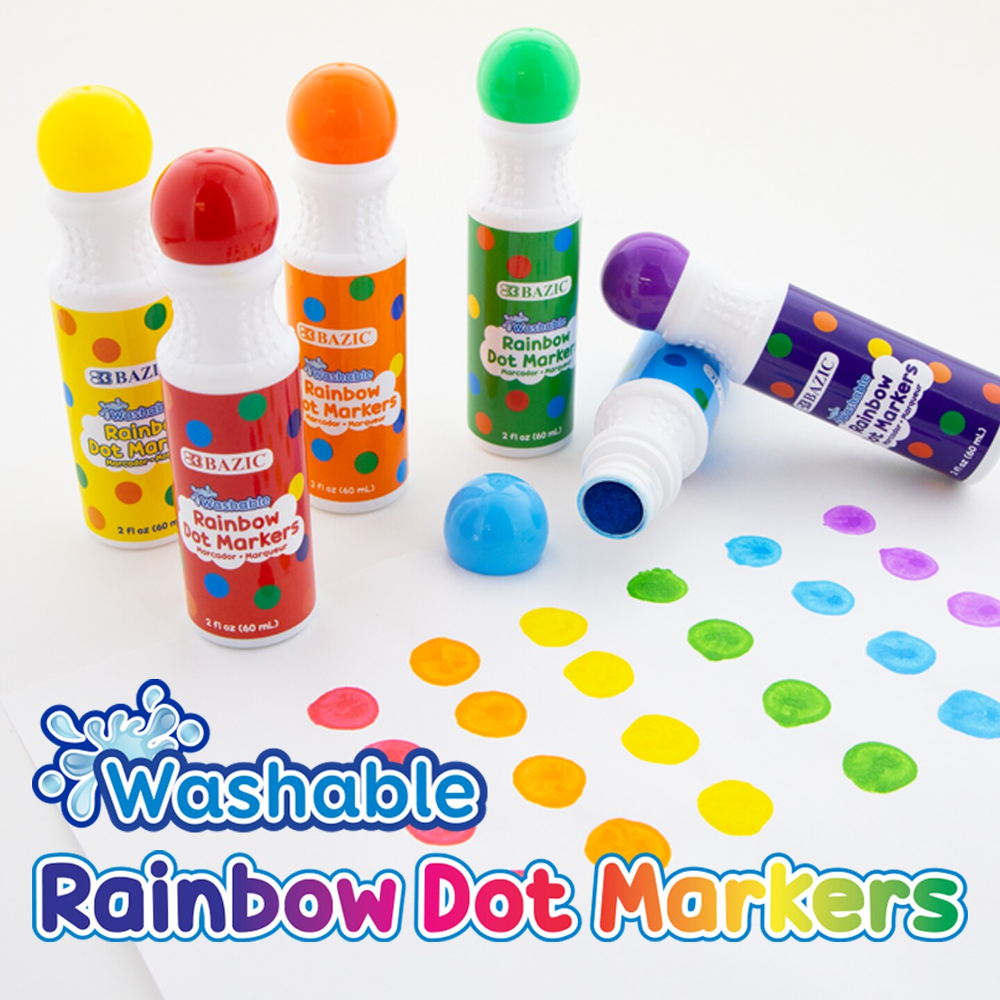BAZIC Dot Markers Washable (6 Color/Pack)