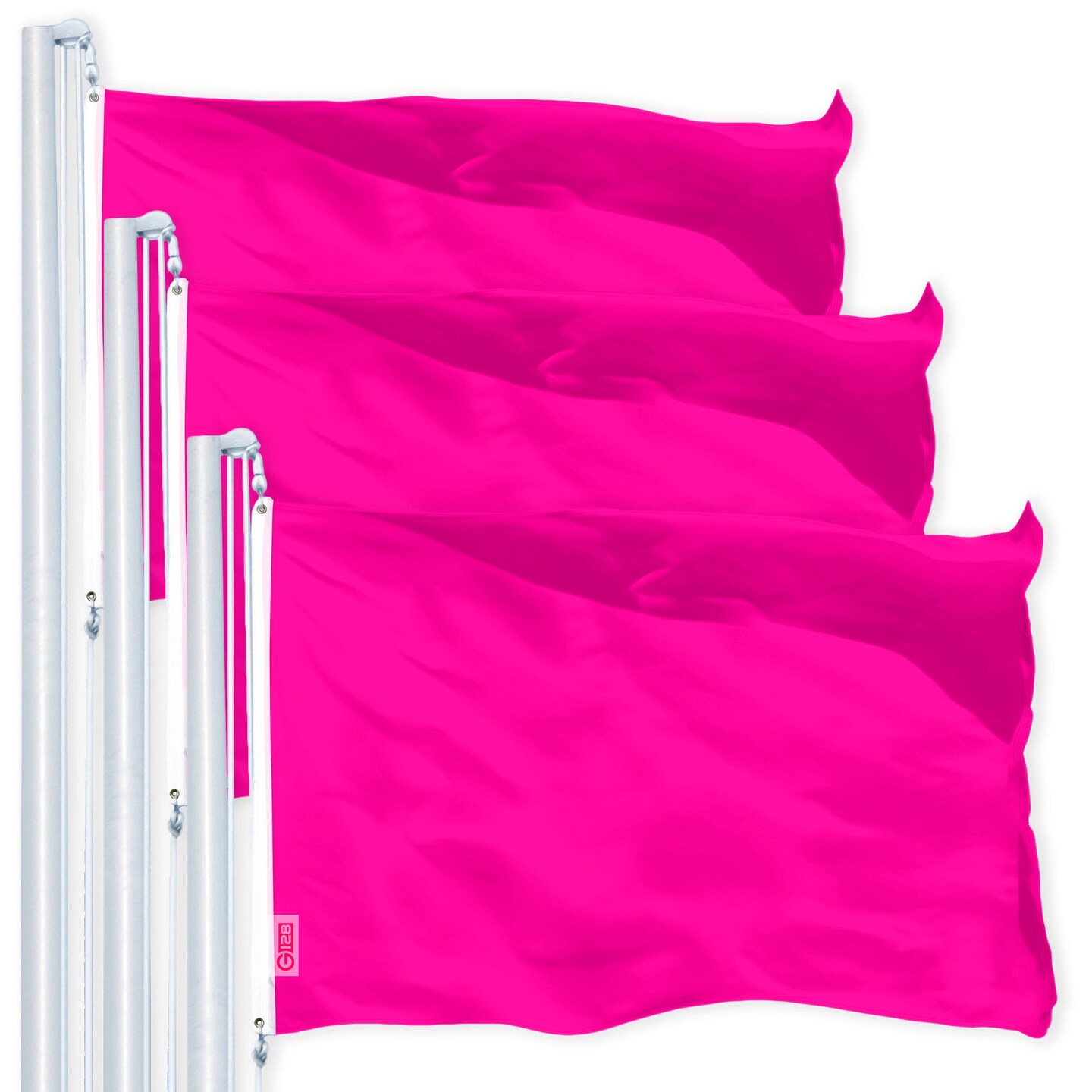 G128 3 Pack: Solid Magenta Color Flag | 2x3 Ft | LiteWeave Pro Series Printed 150D Polyester | Indoor/Outdoor, Vibrant Colors, Brass Grommets, Thicker and More Durable Than 100D 75D Polyester