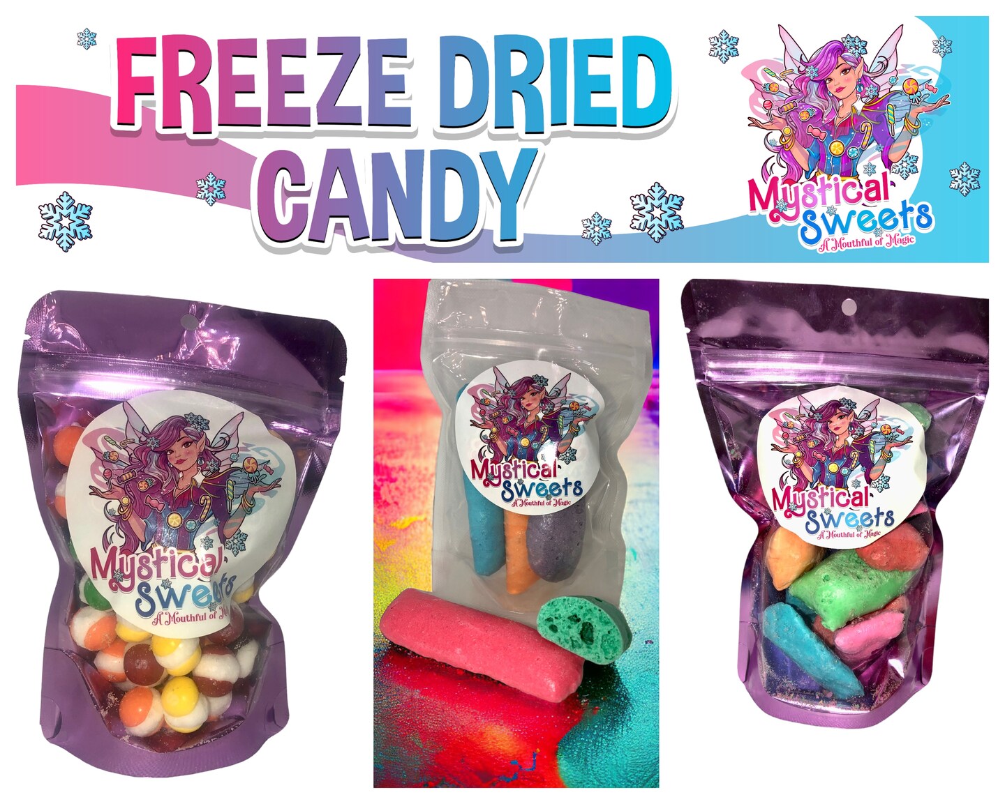 6 Pack Freeze Dried Candy Mystery Surprise Box, Fruit Roll Chips