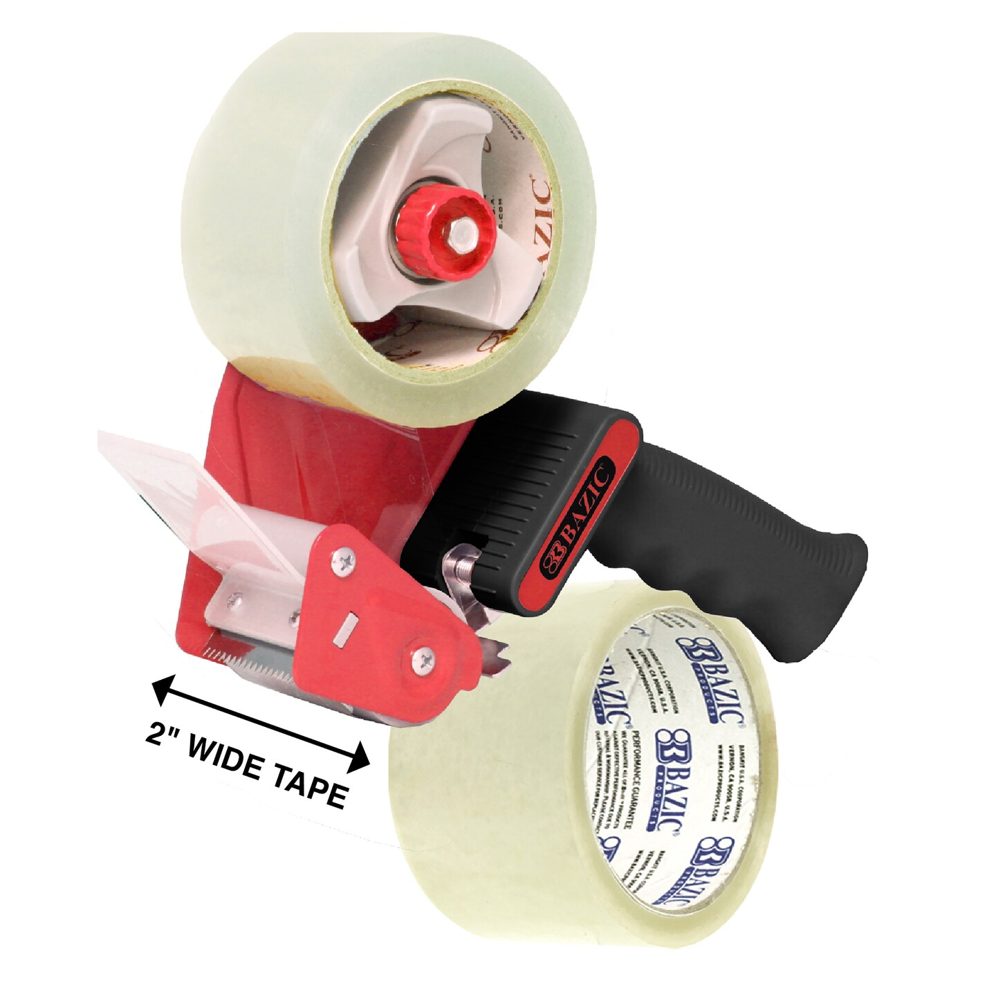 BAZIC Packaging Tape Dispenser w/ (2) 1.88&#x22; X 54.6 Yards Super Clear Tape