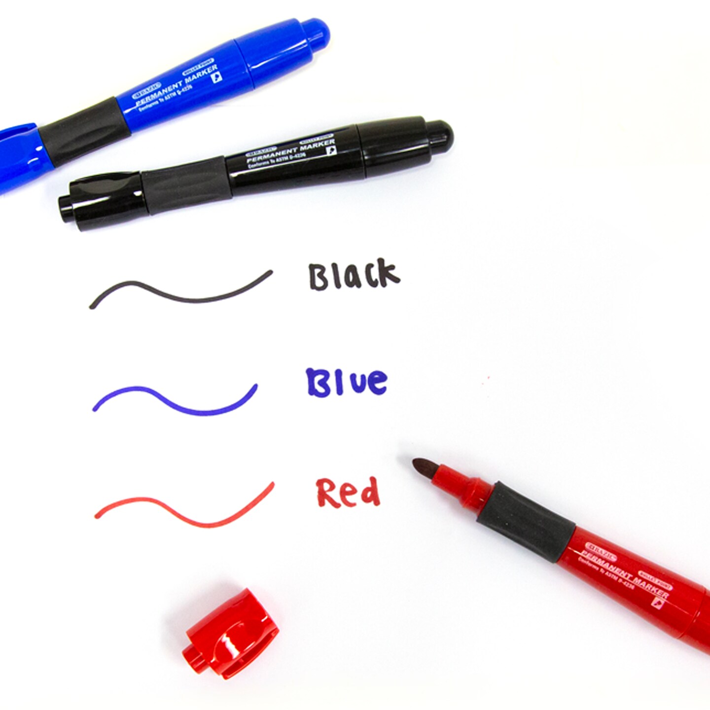 BAZIC Chisel Tip Jumbo Black Permanent Marker w/ Grip (3/Pack)