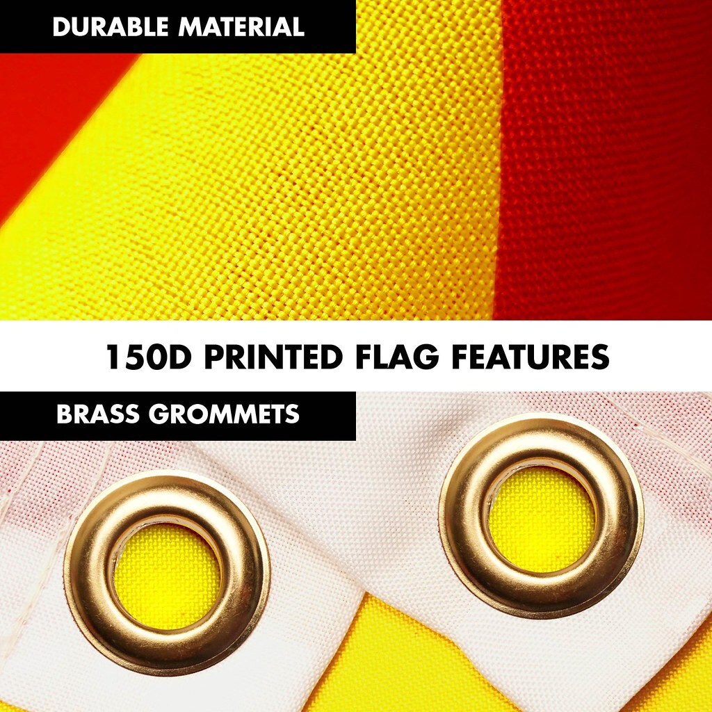 G128 Combo Pack: 6 Ft Tangle Free Spinning Flagpole (Black) &#x26; Vietnam Flag 3x5 Ft Printed 150D Polyester, Brass Grommets (Flag Included) Aluminum Flag Pole