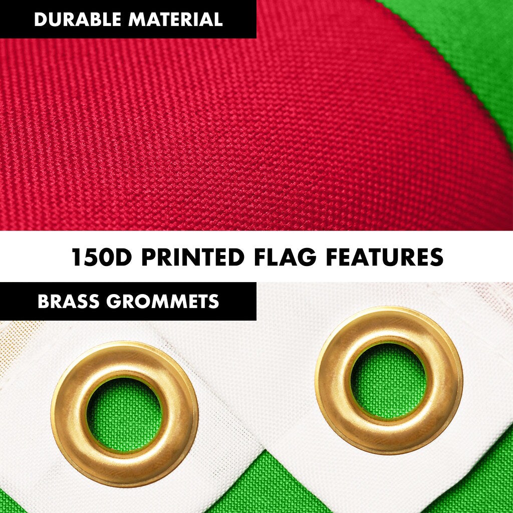 G128 Combo Pack: 6 Ft Tangle Free Spinning Flagpole (White) &#x26; Myanmar Flag 3x5 Ft Printed 150D Polyester, Brass Grommets (Flag Included) Aluminum Flag Pole
