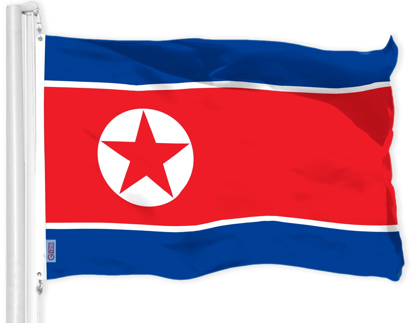 G128 North Korea North Korean Flag | 3x5 Ft | LiteWeave Pro Series Printed 150D Polyester | Country Flag, Indoor/Outdoor, Vibrant Colors, Brass Grommets