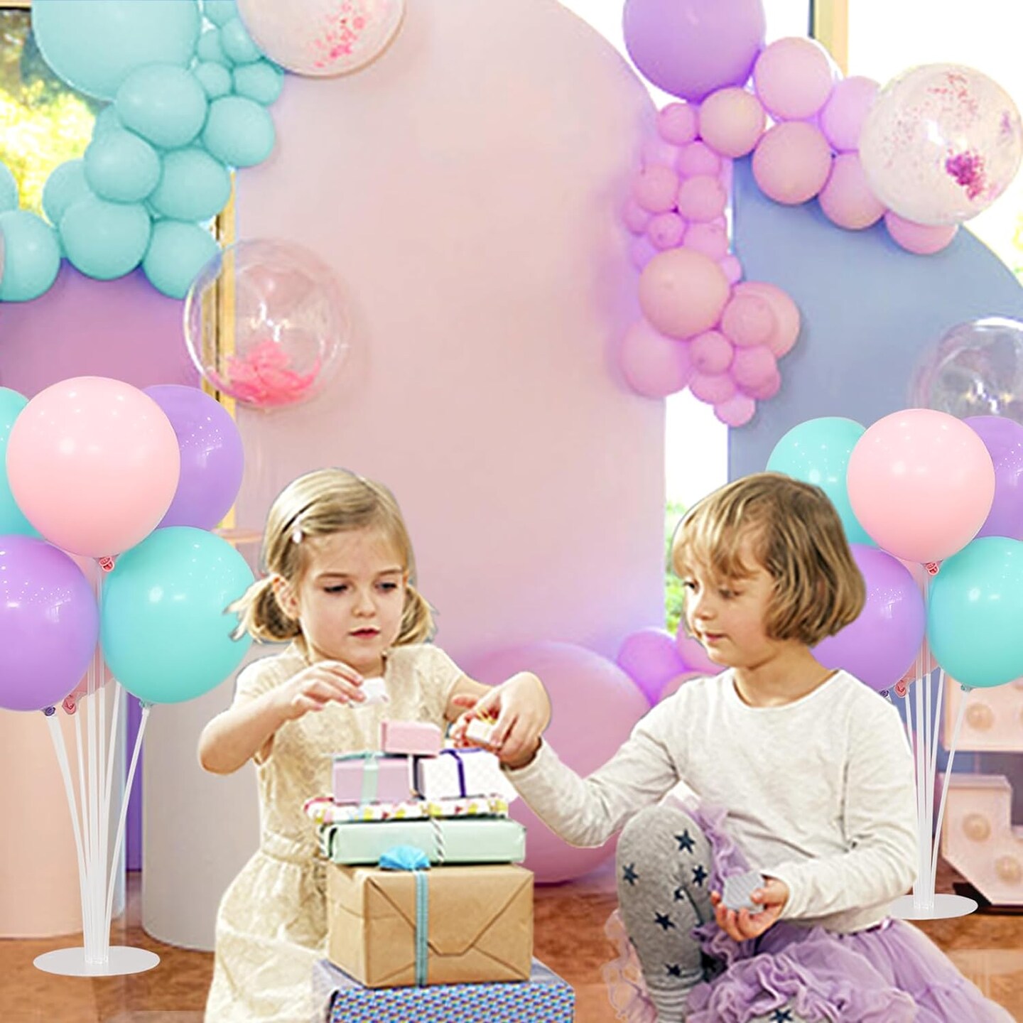 Balloon Centerpieces Stands For Tables Birthday Party Decorations Supplies For Girls With Pastel Balloons