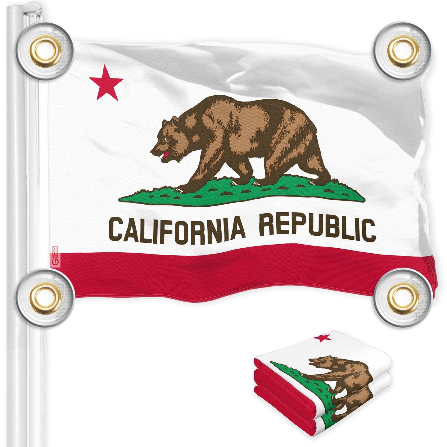 G128 2 Pack: California CA State Flag | 3x5 Ft | LiteWeave Pro Series Printed 150D Polyester, 4 Corner Brass Grommets | Vibrant Colors, Perfect For Balcony, More Durable Than 100D 75D Polyester