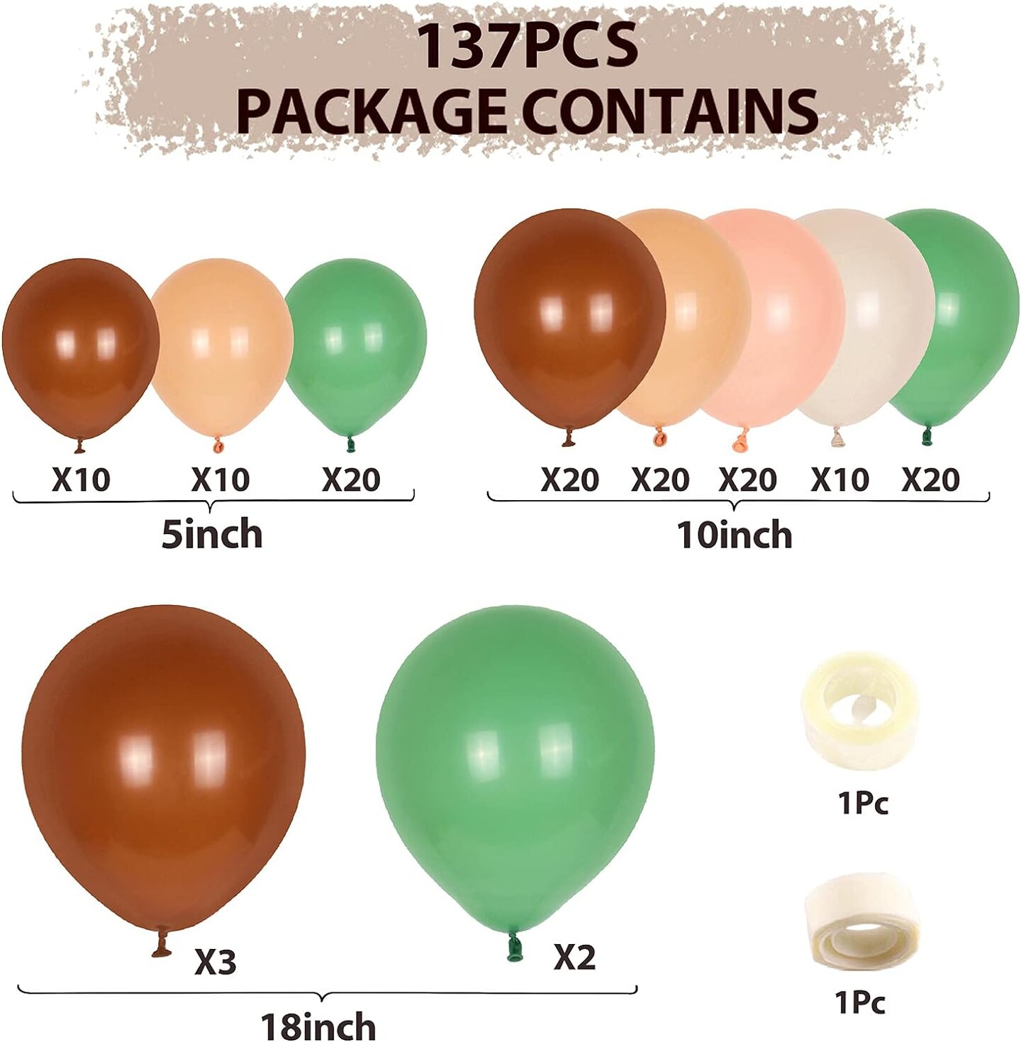 DIY Sage Green Balloon Arch Garland Kit - 137pcs Matte Green Nude Neutral and Brown Balloons for Birthday Teddy Bear Baby Shower Wedding Boho Party Decorations Jungle Safari Woodland Party Supplies