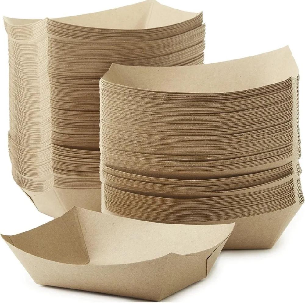 Brown Kraft Paper Food Trays Disposable Serving Boat 2 lbs, 3 lbs, 5 lbs