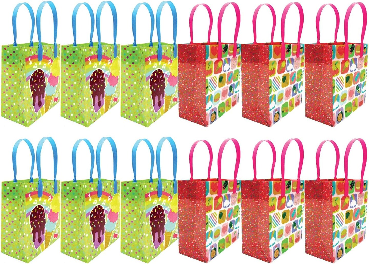 Tiny Mills Ice Cream Party Favor Bags Treat Bags with Handles Candy Bags for Birthday Party ,12 Pack