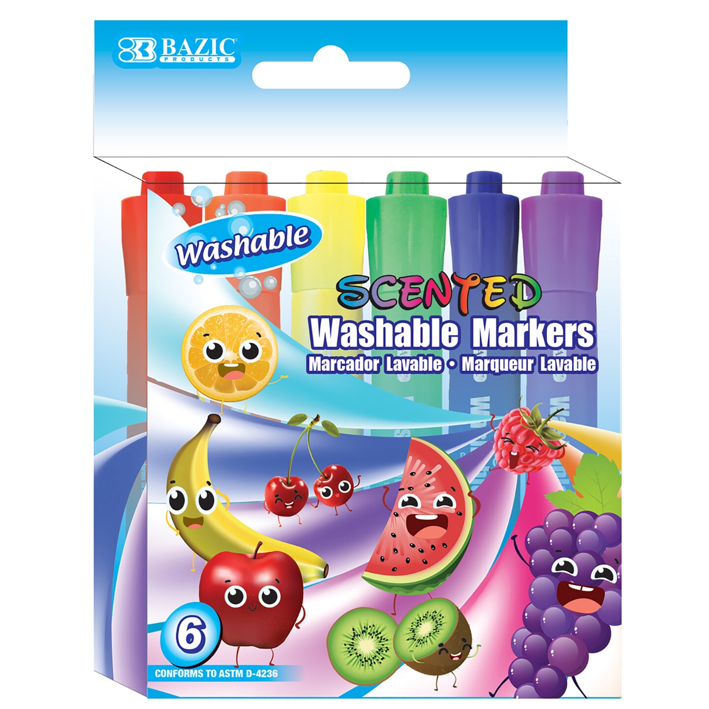 BAZIC Washable Scented Markers 6 Color