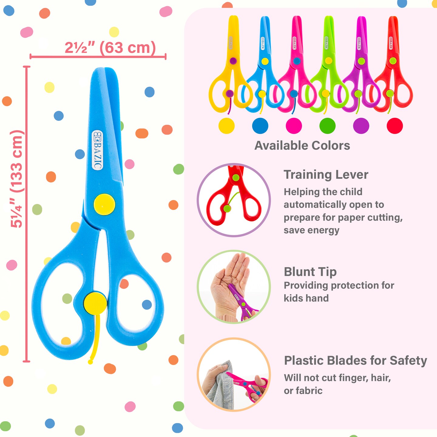 BAZIC Kids Training Safety Scissors 5&#x22;